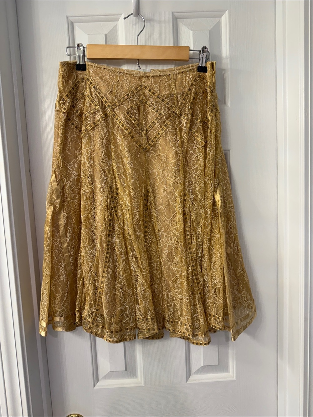Golden Lace A-Line Skirt by